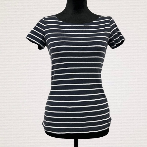 Women’s Small Blue & White Stripe ESPRIT SS Top - Picture 4 of 7